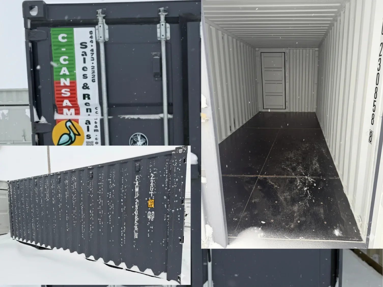 Shipping containers at C-Can Sam secure storage yard in Martensville