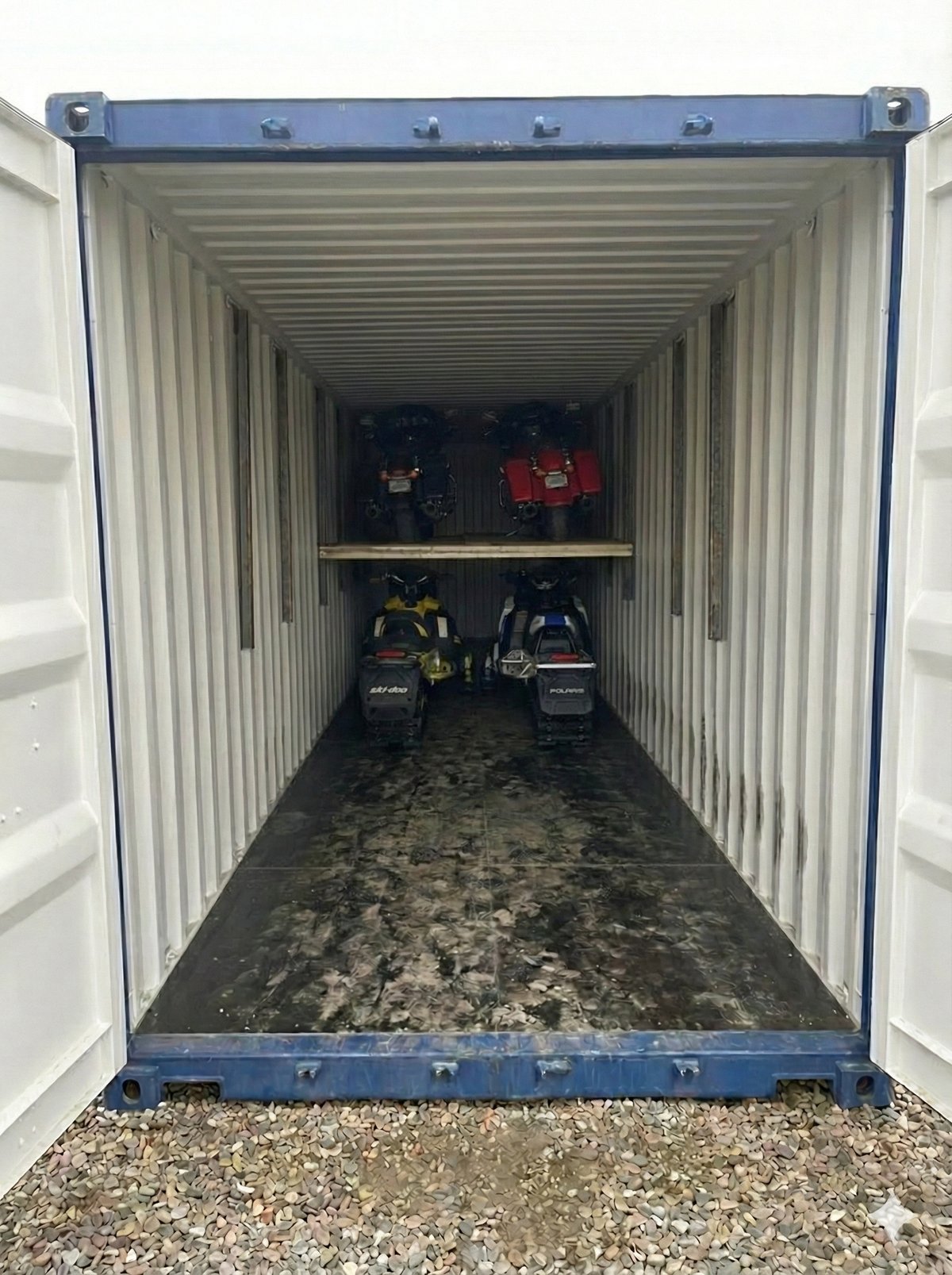 40ft High Cube shipping container set up as organized storage space